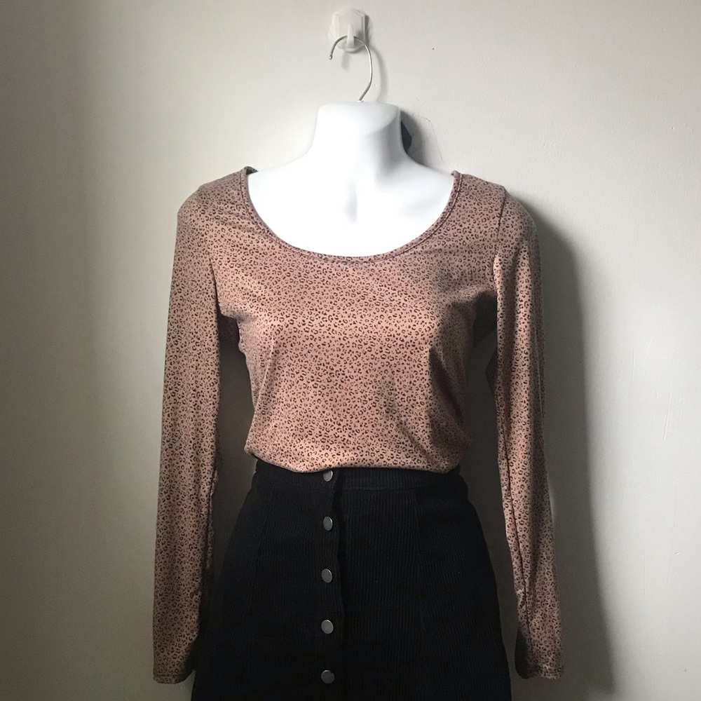 Beige print longsleeve bodysuit